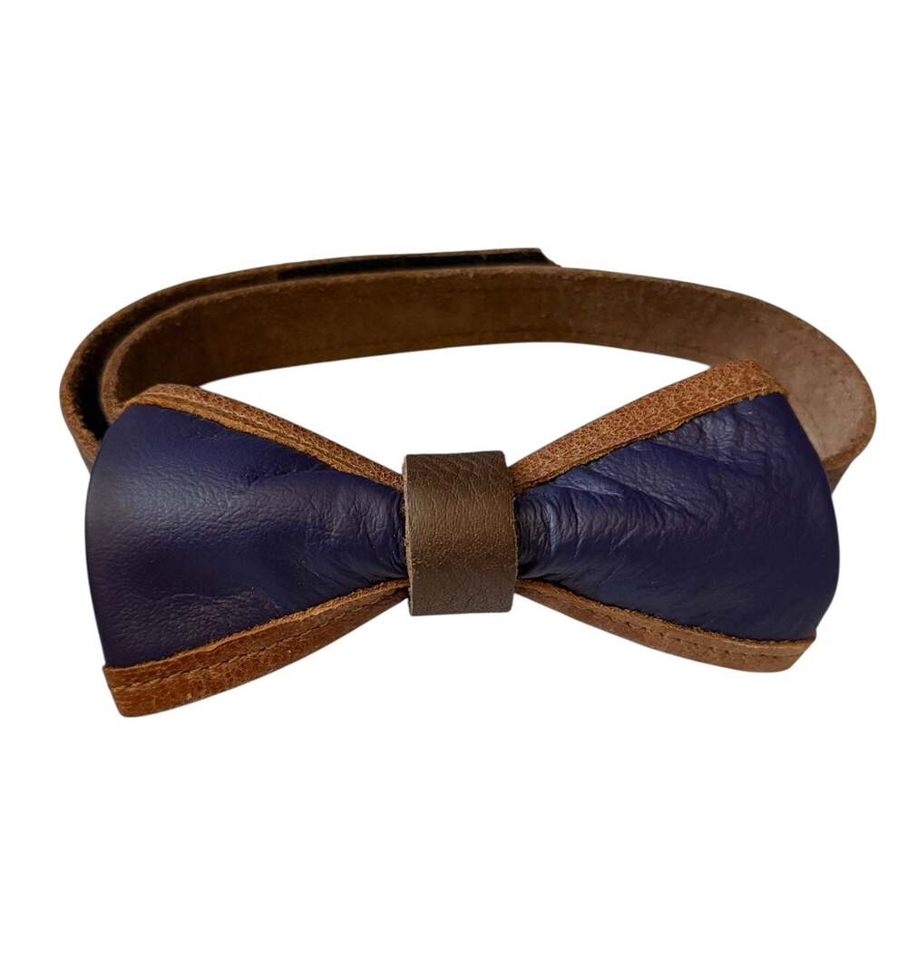 Hide & Drink Handmade Leather Bow Tie for Men, Rustic Bourbon Brown